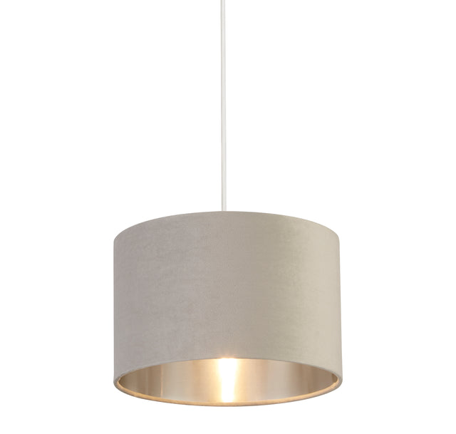 Drum Shade - Light Grey Velvet with Silver Inner Dia.28cm