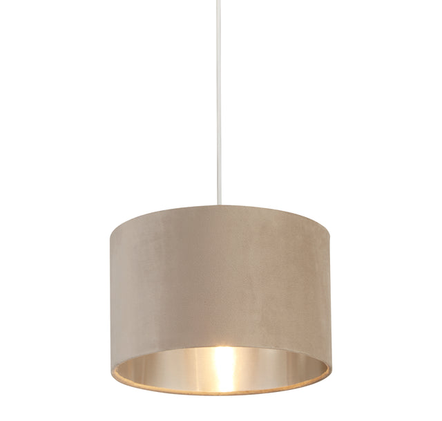 Drum Shade - Taupe Velvet with Silver Inner Dia.28cm