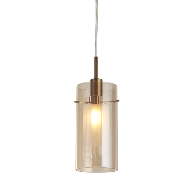 Duo III Pendant - Bronze Metal & Champagne Glass