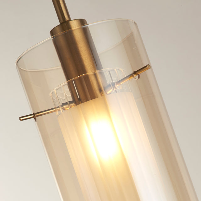 Duo III Pendant - Bronze Metal & Champagne Glass