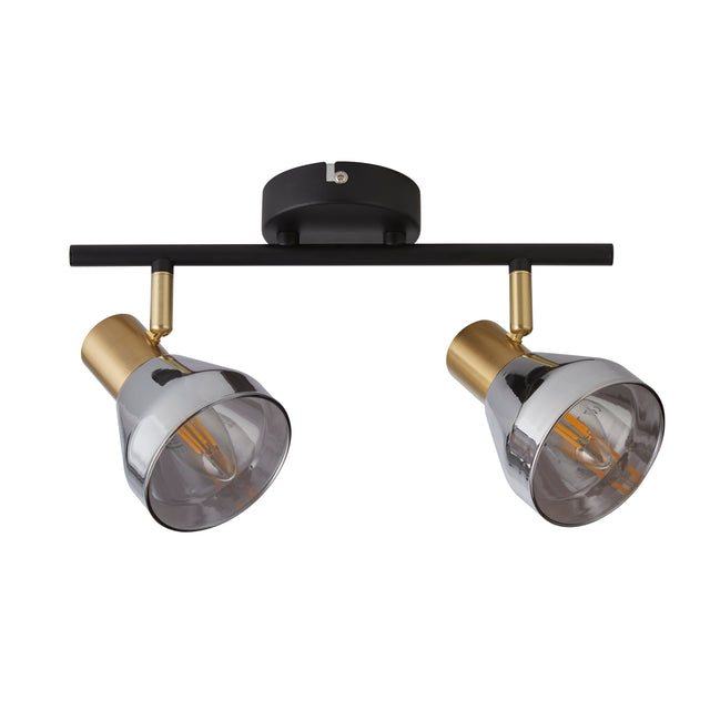Westminster 2Lt Spot - Black, Satin Brass Metal & Smoked