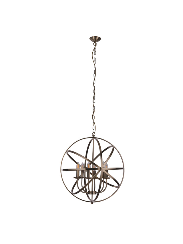 Orbit 6Lt Pendant - Antique Brass Metal