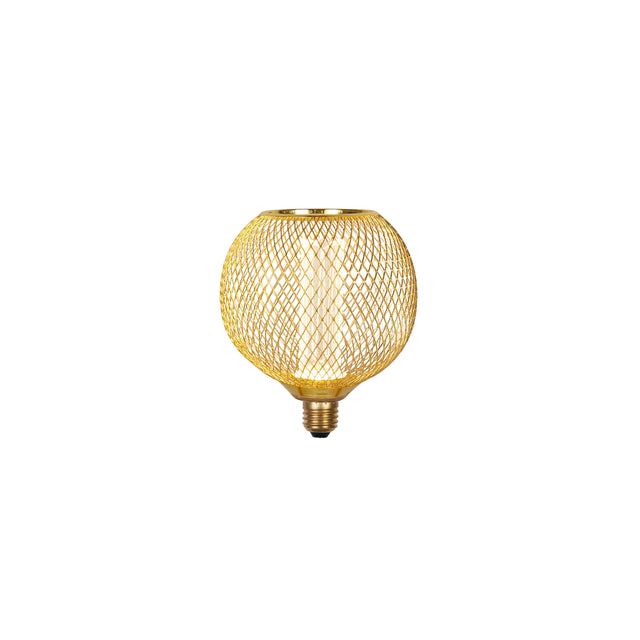 Wire Mesh Effect Globe Lamp - Gold Metal