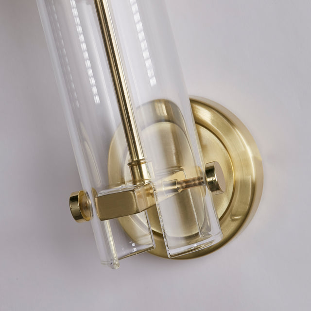 Scope Bathroom Wall Light - Satin Brass & Clear Etched Glass