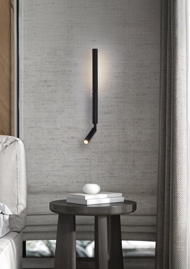 Architect LED Wall Light with Reading Arm, Black Metal