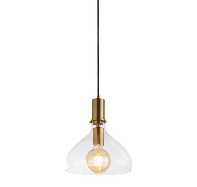 Margarita Pendant - Brass Metal & Clear Glass