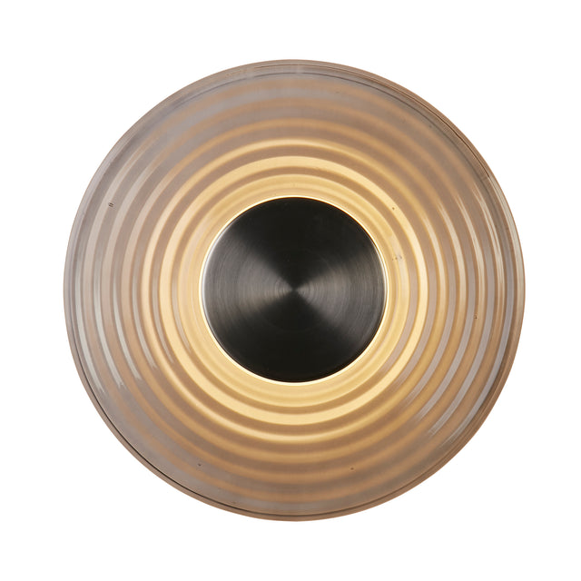 Cleo LED Wall Light, Satin Nickel Metal and Grey Glass