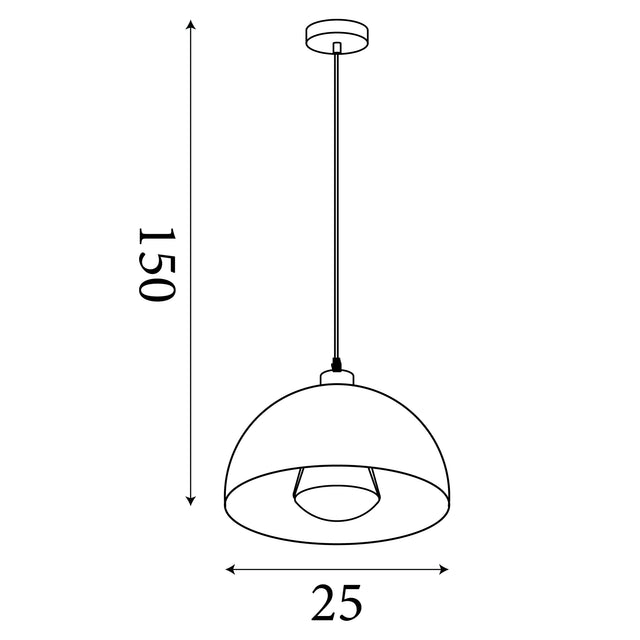 Mars 1LT Pendant, Matt Green Metal & Cream Inner 25cm
