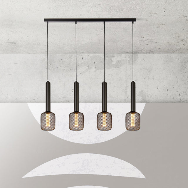 Dulwich 4Lt Bar Pendant - Black Metal