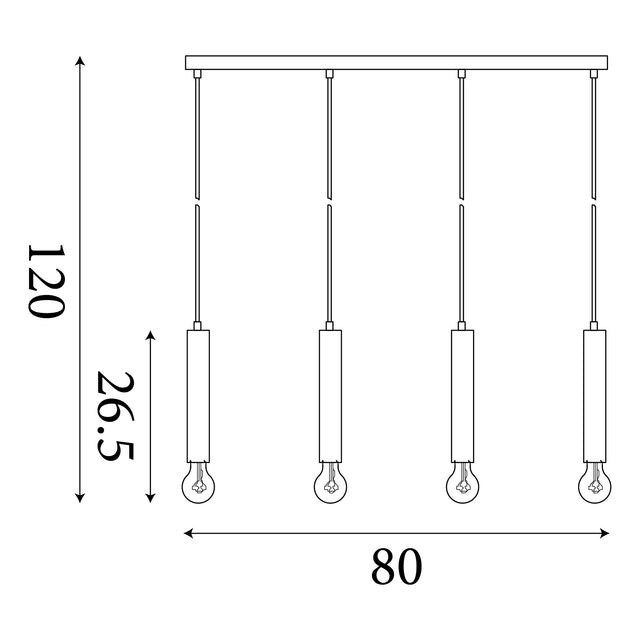 Dulwich 4Lt Bar Pendant - Black Metal