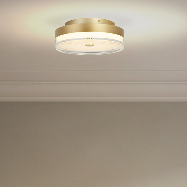Cyprus LED Flush, Gold Metal and Clear Acrylic