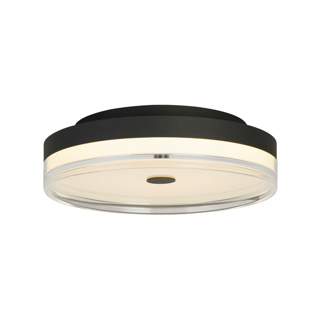 Cyprus LED Flush, Black Metal and Clear Acrylic