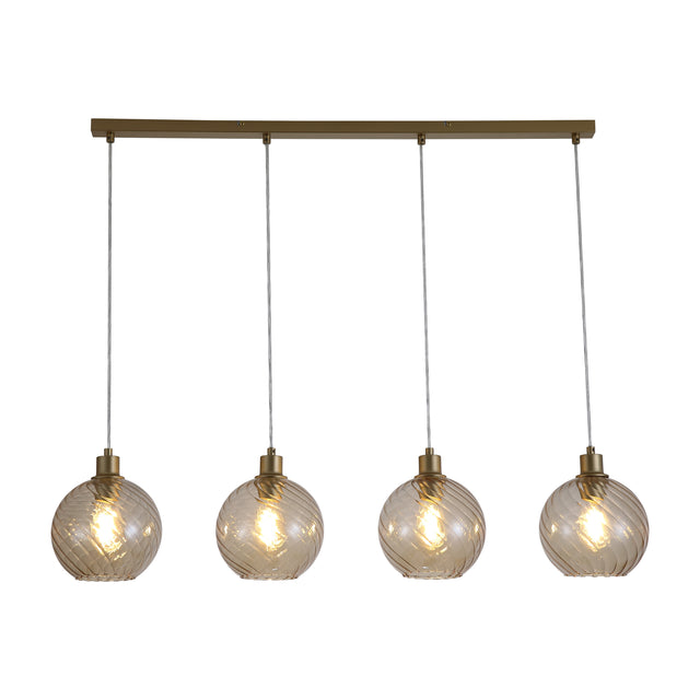 Radiance 4Lt Bar Pendant, Gold Metal and Champagne Glass