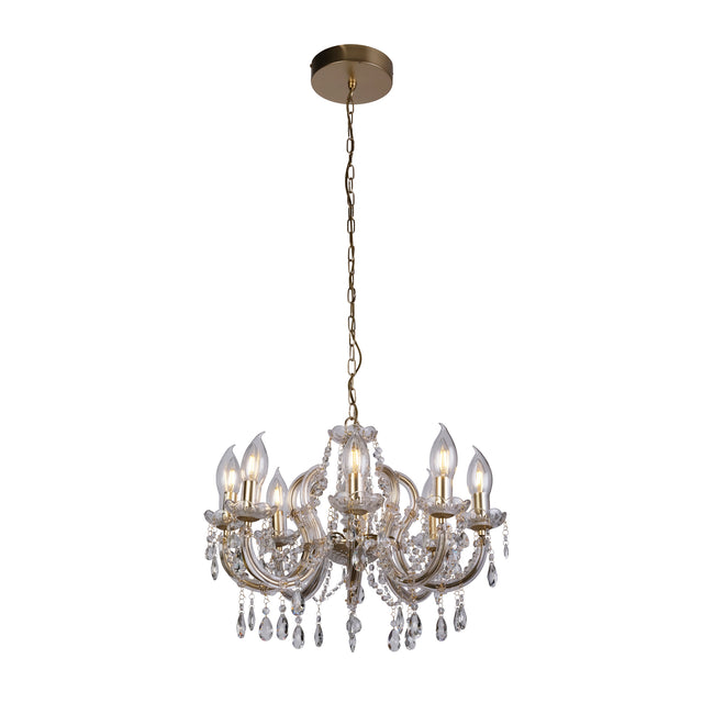 Utah Outdoor 8Lt Pendant - Gold & Crystal