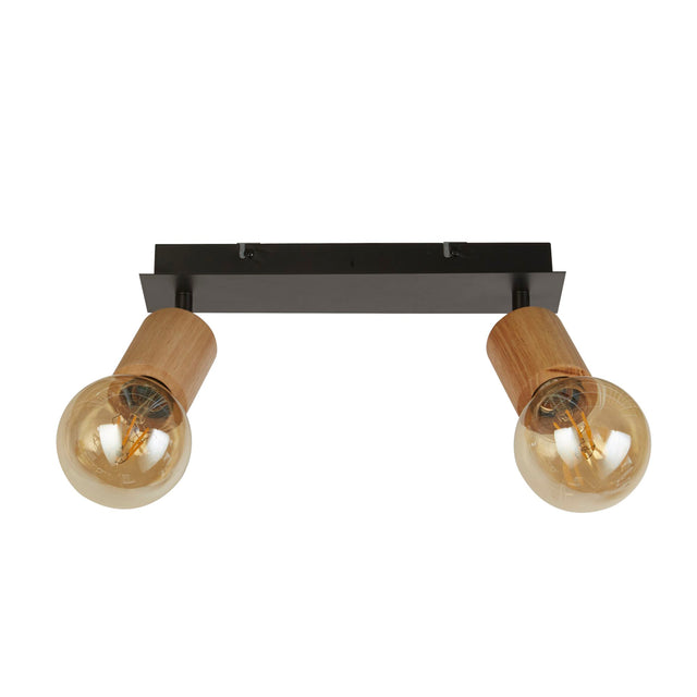 Spinny 2Lt Spotlight - Wood & Matt Black Metal