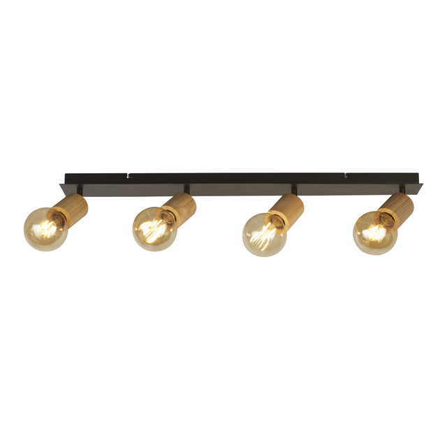 Spinny 4Lt Bar Spotlight - Wood & Matt Black Metal