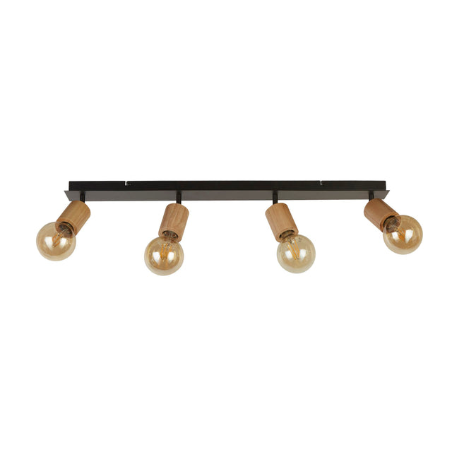 Spinny 4Lt Bar Spotlight - Wood & Matt Black Metal
