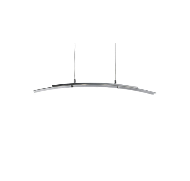 Curve 4Lt Pendant - Satin Silver Metal & Frosted Glass