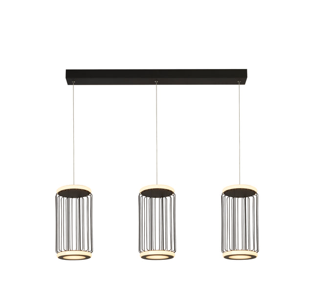 Circolo 3Lt Cage Bar Pendant - Black Metal & White Silicon