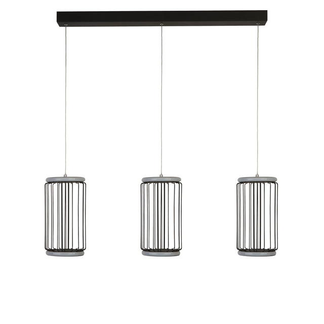 Circolo 3Lt Cage Bar Pendant - Black Metal & White Silicon