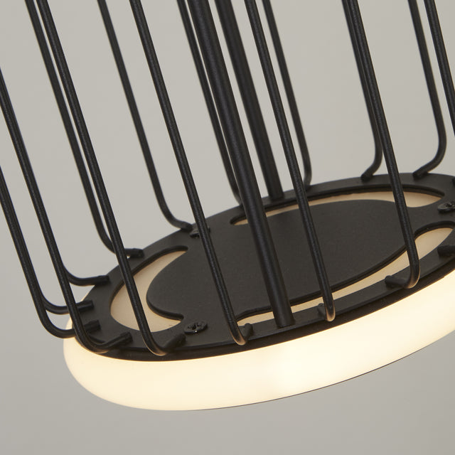Circolo 3Lt Cage Bar Pendant - Black Metal & White Silicon
