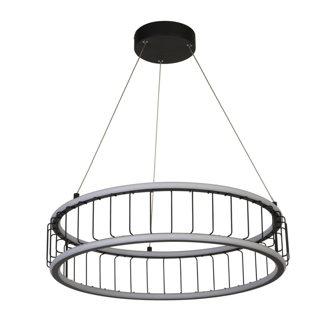 Circolo Cage Drum Pendant - Black Metal & White Silicon