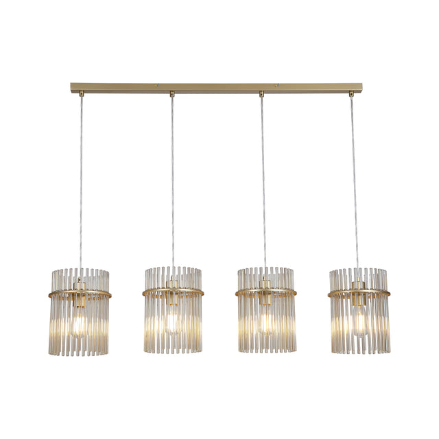 Swizzle 4Lt Bar Pendant, Gold Metal with Champagne Rods