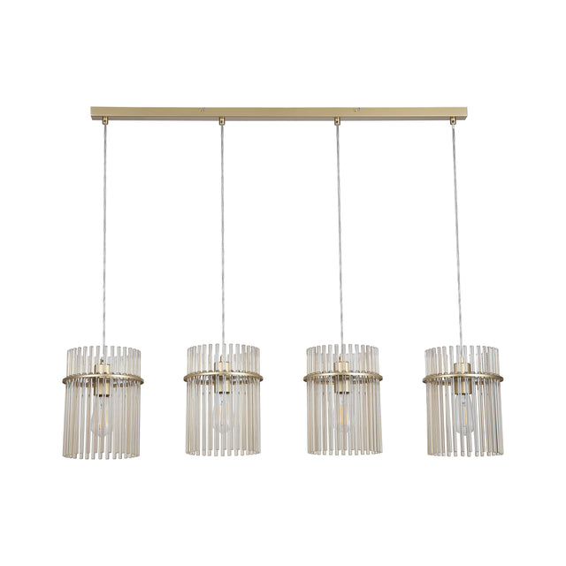 Swizzle 4Lt Bar Pendant, Gold Metal with Champagne Rods