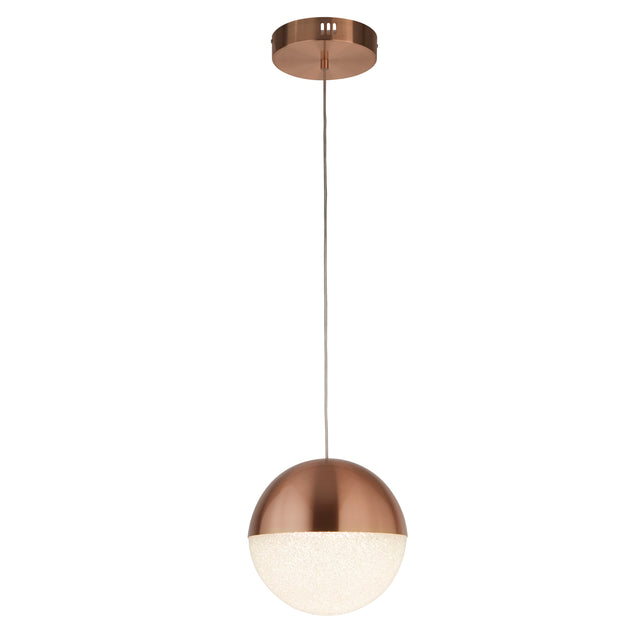 Marbles LED Pendant - Copper Metal & Crushed Ice Shade