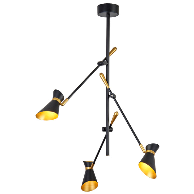 Diablo Spotlight 3Lt LED Ceiling Light - Matt Black Metal