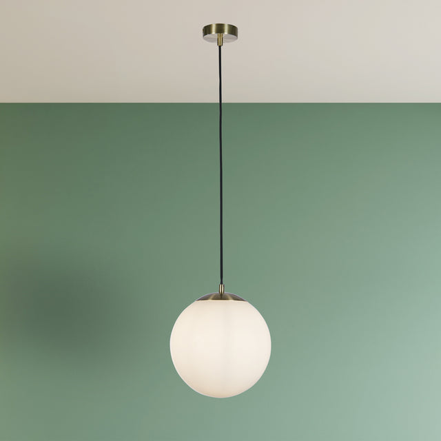Atom II Pendant - Satin Brass & Opal Glass