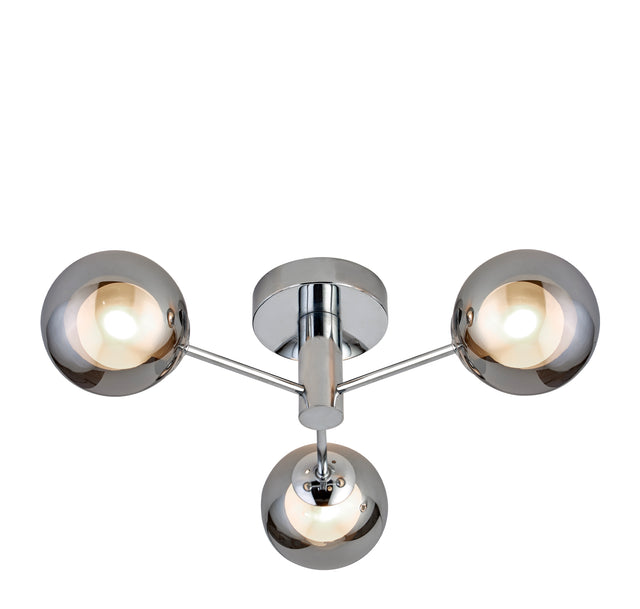 Oscar 3Lt Flush - Chrome Metal & Smoked Glass