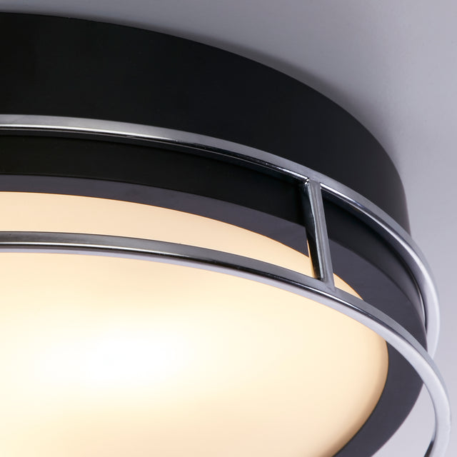 Phoenix 3Lt Flush -Black, Chrome Metal & Frosted Glass Diffu