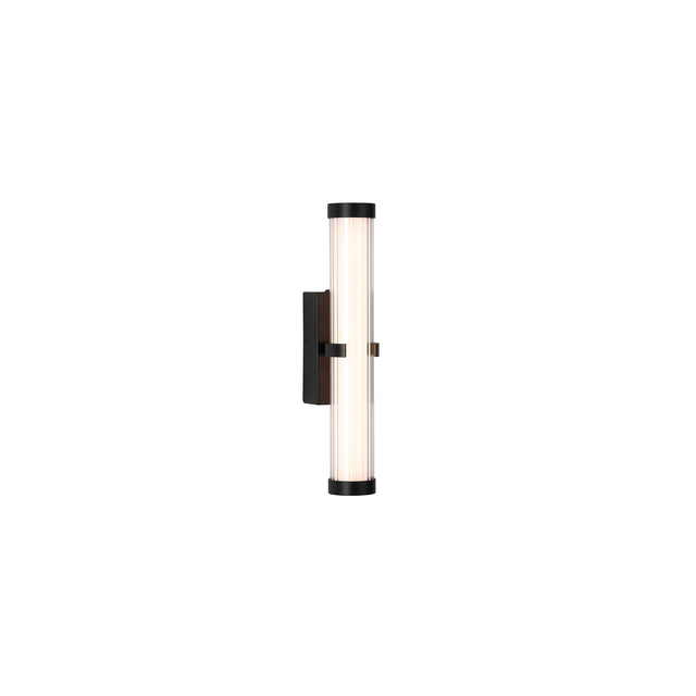Clamp Wall Light - Black Metal, Ribbed Clear & Opal Diffuser