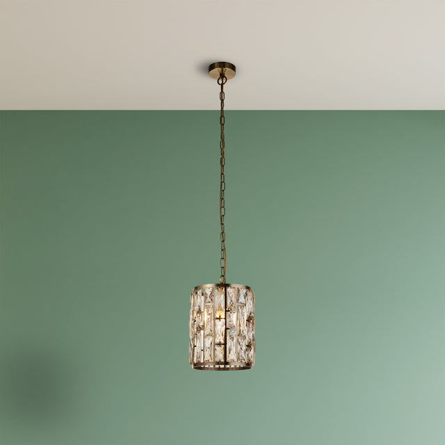 Bijou Pendant - Antique Brass Metal & Champagne Glass
