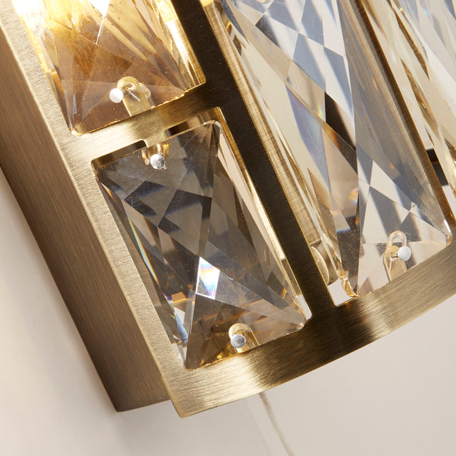Bijou 2Lt Wall Light - Antique Brass Metal & Champagne Glass