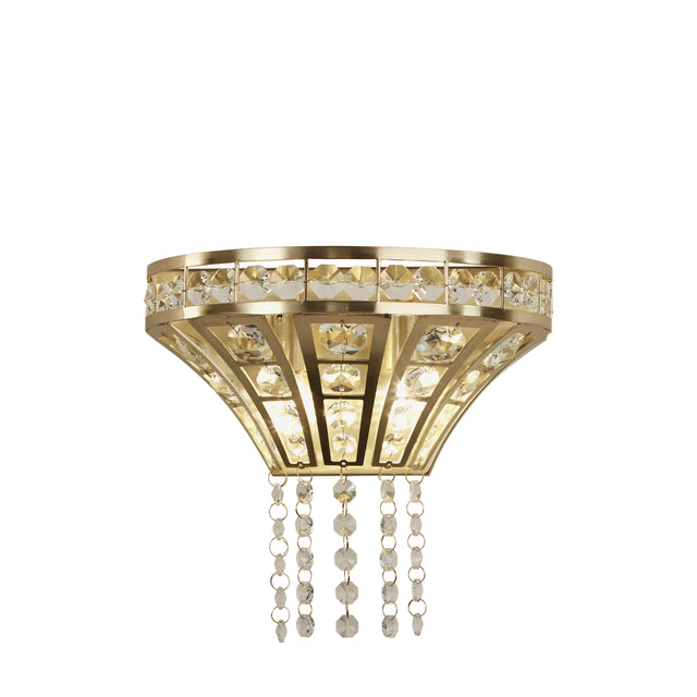 Gemma 2Lt Wall Light - Satin Brass & Clear Crystal