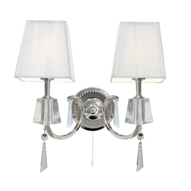 Portico 2Lt Wall Light - Chrome Metal & Glass