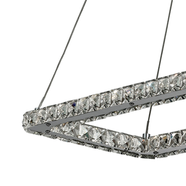 Clover Rectangular Pendant - Chrome & Clear Glass