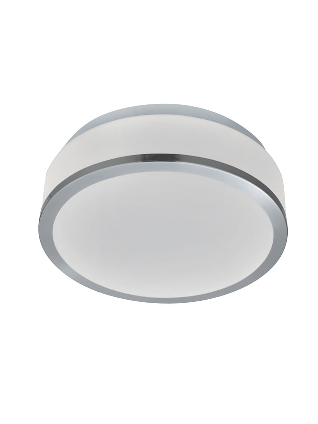 Cheese 2Lt Flush - Satin Silver Metal & White Glass