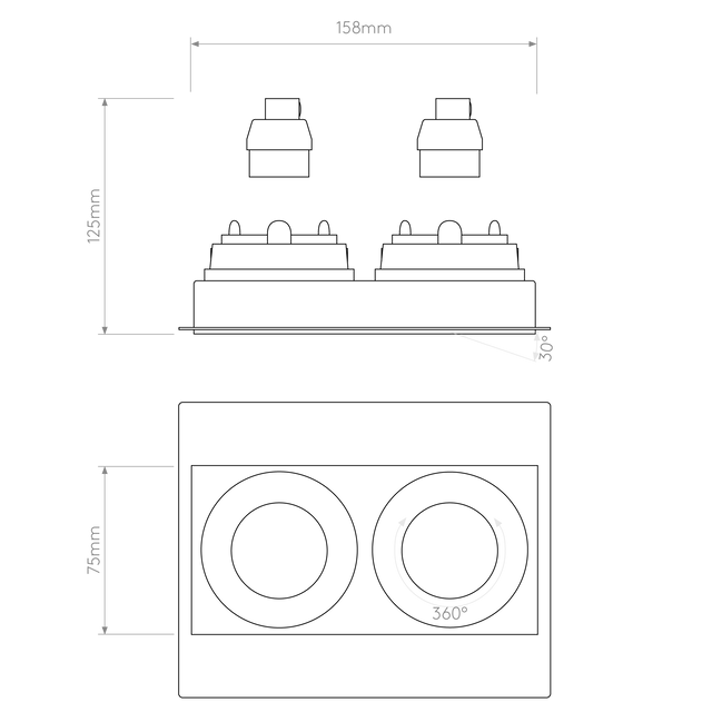 Trimless Square Twin Adjustable