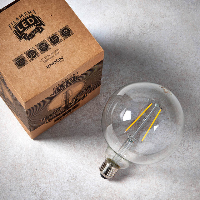 E27 LED filament globe 125mm dia