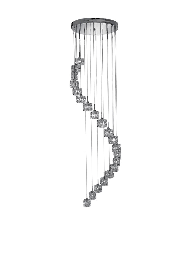 Ice Cube 20Lt Multi-Drop Pendant - Chrome Metal & Glass