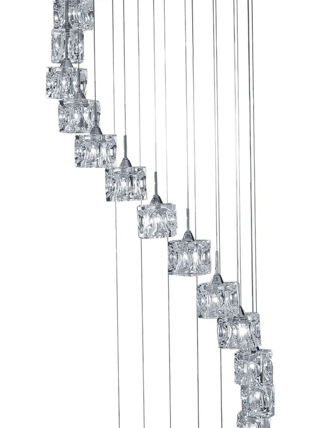 Ice Cube 20Lt Multi-Drop Pendant - Chrome Metal & Glass