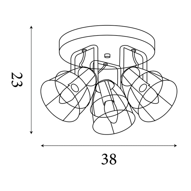 Vision 3Lt Round Ceiling Light - Matt Black Metal & Wood