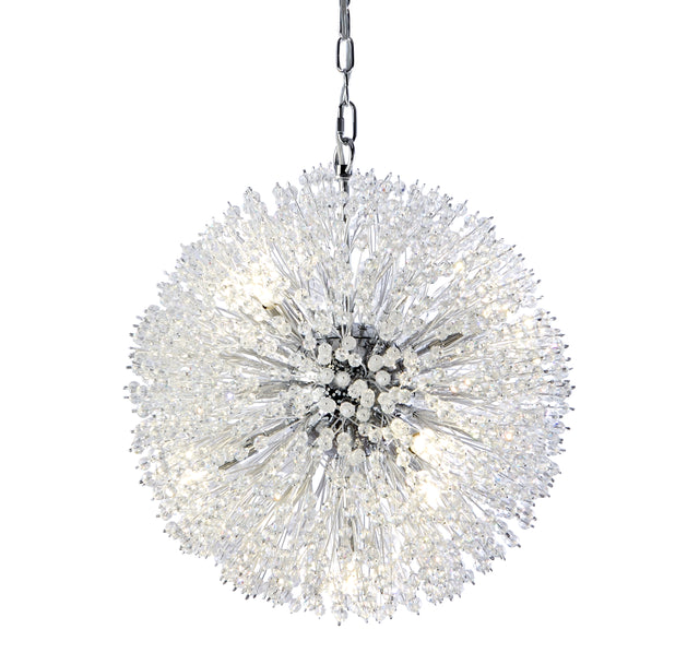 Sunburst 7Lt Pendant - Chrome Metal & Glass Beads