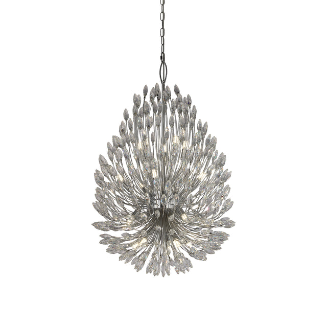 Peacock 20Lt Pendant - Chrome Metal & Crystal