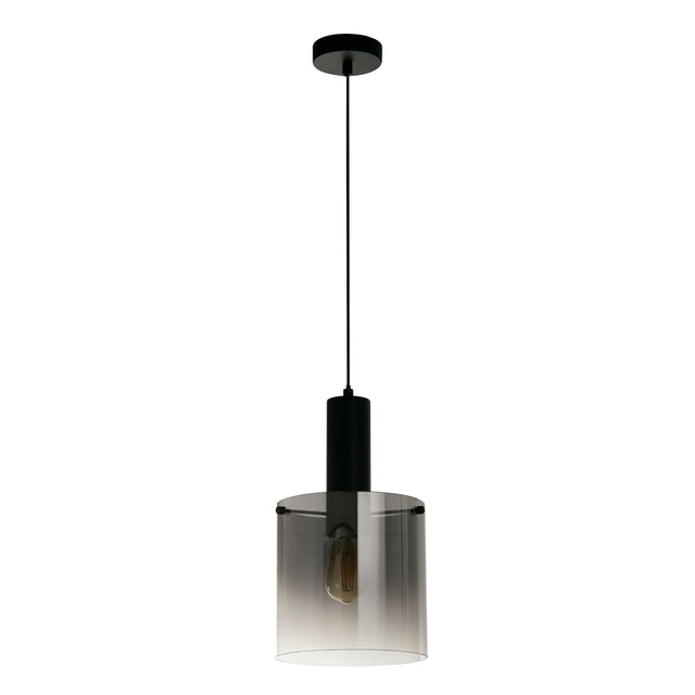 Sweden Pendant - Matt Black Metal & Smoked Ombre Glass