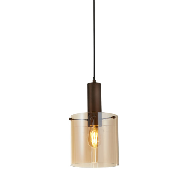 Sweden Pendant - Mocha Metal & Amber Glass
