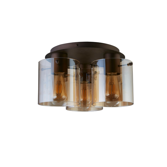 Sweden 3LT Flush - Mocha Metal & Amber Glass
